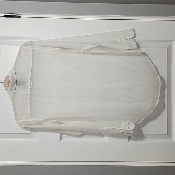 ARITZIA TALULA Ivory silk sheer long sleeve button down shirt - Picture 8 of 11